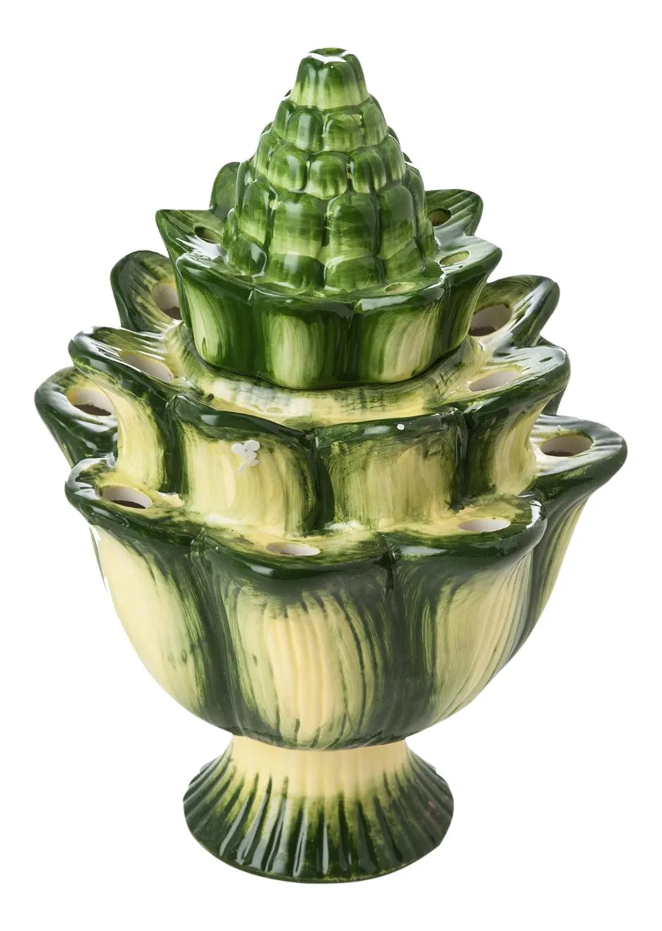 White Artichoke Majolica Tulipiere Flower Vase