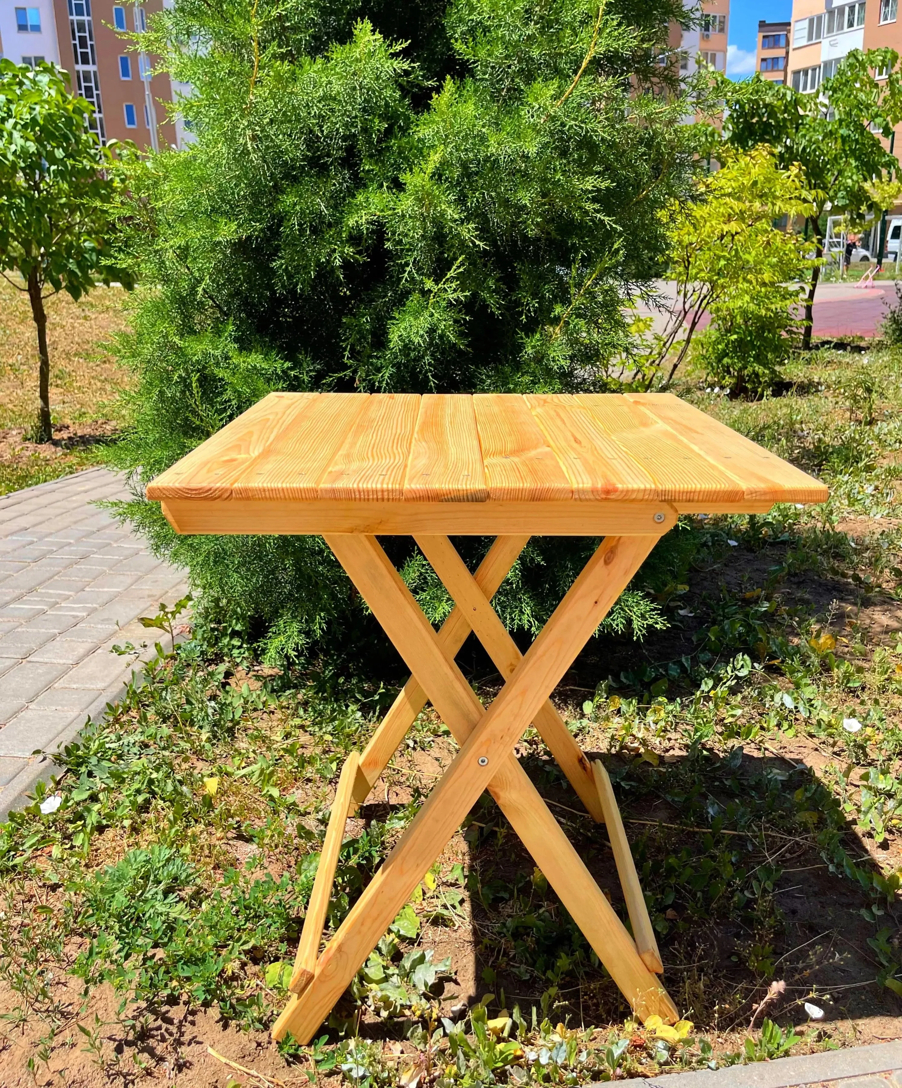 Wooden outdoor portable table