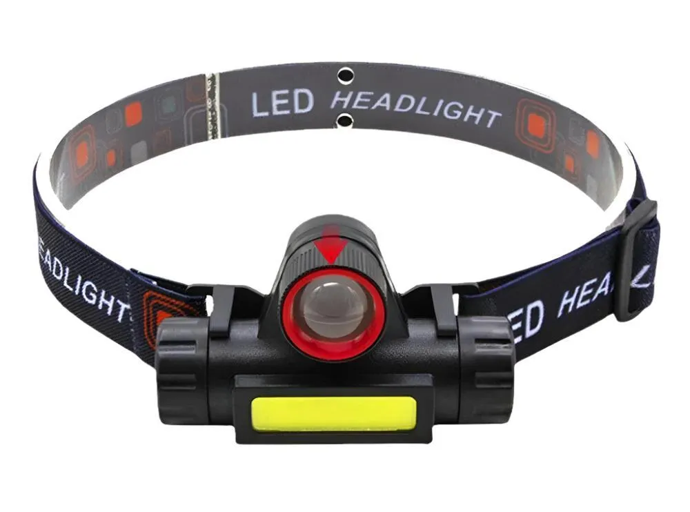 XPE COB Headlamp Fishing Camping Headlight Built-in Battery Portable Work Light Dual Light Sources With Tail Magnet Detachable