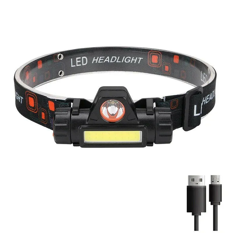 XPE COB Headlamp Fishing Camping Headlight Built-in Battery Portable Work Light Dual Light Sources With Tail Magnet Detachable