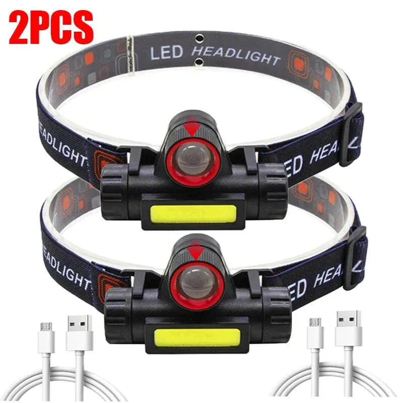 XPE COB Headlamp Fishing Camping Headlight Built-in Battery Portable Work Light Dual Light Sources With Tail Magnet Detachable