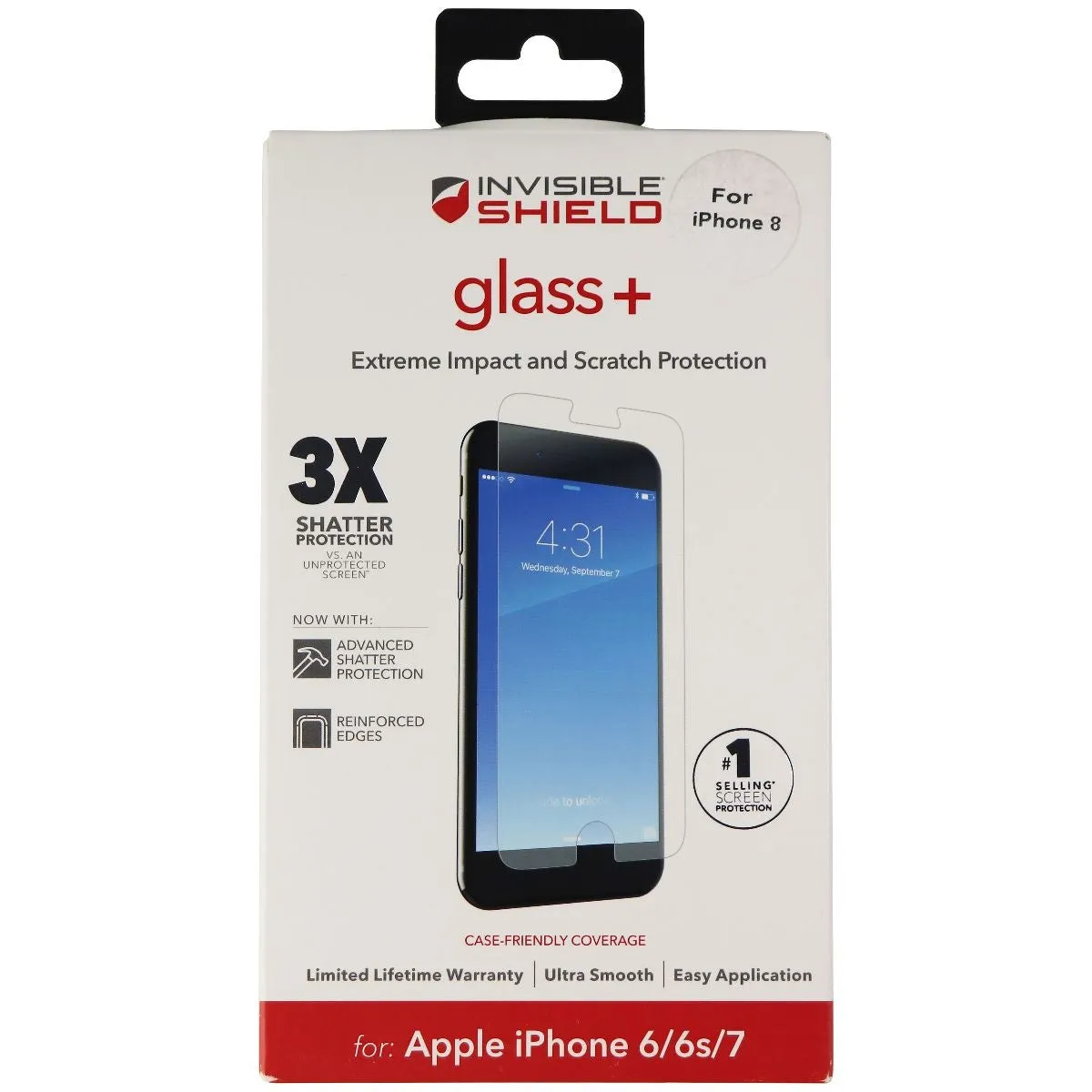 ZAGG (Glass ) Tempered Glass Protector for iPhone 8/7/6s/6 - Clear